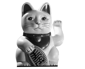 A maneki-neko, the Japanese beckoning cat.